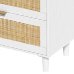 ZUN 59" Rattan Dresser with Drawers, 6 Drawer Dresser for Bedroom, Clothes Storage Cabinet for Bedroom, W757P209514