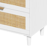 ZUN 59" Rattan Dresser with Drawers, 6 Drawer Dresser for Bedroom, Clothes Storage Cabinet for Bedroom, W757P209514