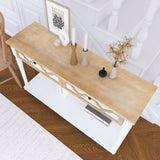 ZUN 48 inch Long Console Table with 2 Drawers and 1 Bottom Shelf for Entryway Hallway Easy Assembly W716P197959