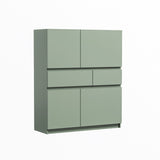 ZUN Green wooden storage cabinet with 4 doors and 2 drawers 44718307