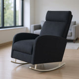 Chenille Upholstered Rocking Chair with Metal Legs and Side Storage Pocket Modern Comfort & 83578306