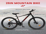 A26472B ECARPAT 21 Speed Mountain Bike, 24/26 Inch Adult Mountain Bicycle with Front Suspension, W1856P500415