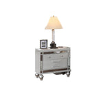 Classic Luxury Look Silver 1pc Nightstand Wooden Bedside Table Drawers w Mirror Glass Panel Bedroom B011P182674