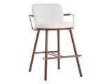 Chaya Indoor Upholstered Bar Stool with Metal Frame, Walnut Finished and Beige Upholstery, Set of 2 N775P340830B