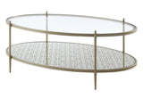 ZUN ACME Zaba Coffee Table, Glass Top & Champagne Finish LV02755