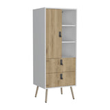 ZUN Huna Tall Dresser, Unit with Door, 2 Drawers, and Open Shelves B200P173201