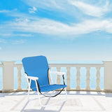 Oxford Cloth Iron Outdoor Beach Chair Blue 16577017