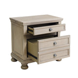 Transitional Bedroom Nightstand with Hidden Drawer Wire Brushed Gray Finish Birch Veneer Wood Bed B01146195
