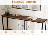 Industrial Sofa Table with Rustic Wood Top, 55" Narrow Console Table 175 LBS Capacity 79220654