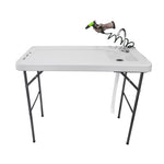 ZUN BXTY118 Outdoor Folding Multifunctional Fish Table Picnic Table with Spray Gun & Faucet White 94112829