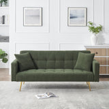 71.7 - inch Green Teddy Fleece Sofa Bed, accompanied by two charming throw pillows W3356P298510