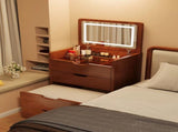 (48cm)(Walnut) 3 in 1 Vanity Desk with Plip Top Mirror,Small Make Up Vanity Set with Visible Glass W2641P305275