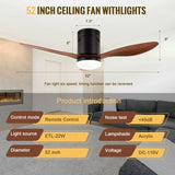 ZUN 52 Inch Ceiling Fans with Lights, 6 Speed Reversible Noiseless Fan Light DC Motor, Indoor and 63343286