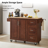 Kitchen Island with Drop Leaf Countertop, Rolling Kitchen Island Cart , Barn Door Kitchen Island W1820P195006