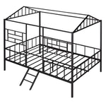 ZUN Metal House Bed Frame Full Size with Slatted Support No Box Spring Needed Black MF289094AAB