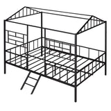 ZUN Metal House Bed Frame Full Size with Slatted Support No Box Spring Needed Black MF289094AAB