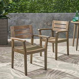 STAMFORD Dining Chairs Set of 2,Acacia Wood Patio Armchair,for Backyard, Poolside, Garden,Grey N762P251941E