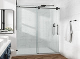 66*76" Fixed & Sliding Shower Door, Round Tube Hardware, Clear Glass Shower Door, 3/8 SGCC 51124158