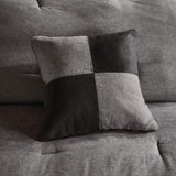 7 Piece Faux Suede Comforter Set Grey Queen B03596891