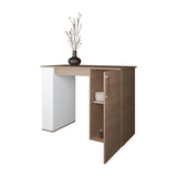 Vernon Kitchen Island with 1 Door and Open Storage, White and Natural Oak B128P287523