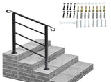 Handrails for Outdoor Steps, Wrought Iron Handrail Fits 1 or 3 Steps, Transitional Handrail with 44429222