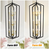 ZUN 12-Light Lantern Tired Farmhouse Ceiling Hanging Light Black Chandelier Metal Modern Pendant Light W1592P209900