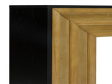 Modern Contrast Console Table with Layered Wood Frame and Black Top W3123P369227