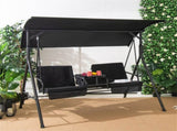 2 Seater Porch Swing Chair with Handy Storage and 360&deg Rotatable Tray Black 77579737