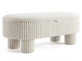 Beige 42 Inch Corduroy Storage Bench, Plush Foam Cushion & Hidden Compartment, 400LBS Seat Weight 29854997
