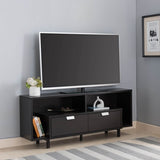 ZUN Entertainment Stand, 60" TV Console Table with 2 Drawers and Open Shelving, Red Cocoa B107130955