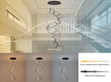 14 Ring High Ceiling Chandelier Foyer, Black Modern LED Large Staircase Long Chandeliers Light 86954996
