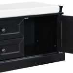 ZUN Storage Bench with 2 Drawers and 2 Cabinets, Shoe Bench with Removable Cushion for Living Room, 52471490