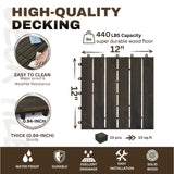 30 PCS Interlocking Deck Tiles Striped Pattern, 12" x 12" Dark Brown Square Acacia Hardwood Outdoor 53194396