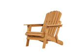 Outdoor Wooden Folding Adirondack Chair with Retractable Ottoman, Pre-Assembled BackRest & 94808483