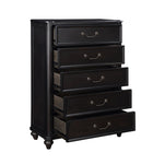 ZUN Charcoal Brown Finish Traditional Bedroom Furniture 1pc Chest of 5 Drawers Antique Handles Classic B011P225161