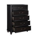 ZUN Charcoal Brown Finish Traditional Bedroom Furniture 1pc Chest of 5 Drawers Antique Handles Classic B011P225161