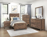Rustic Brown Finish Contemporary Twin Size Panel Bed Wooden Bedroom Furniture 1pc, Bed in a Box B011P250475
