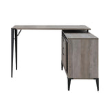 L-Shape Writing Desk with Side Cabinet, Gray Oak and Black B016P317517