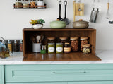 Kitchen Storage with Flip-Down Door, Kitchen Organizer for Bread, Spices & Coffee Bar Accessories W331P533252