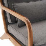 Oak Armrest Oak Upholstered Single Lounge Chair Indoor Lounge Chair Dark Grey 17272557