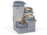 4-Tier Cascading Water Fountain with Warm White LED Lights Resin Indoor Outdoor Water Feature 29440693