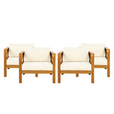 Outdoor Acacia Wood Club Wooden Armchair with Cushions , Conversation Set,Teak N770P264304B