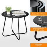 Outdoor Side with Flower Cut Outs, Weather Resistant Steel Patio Side, Round Outdoor End 09740220