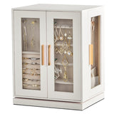 360&deg Rotating Jewelry Box with 5 Drawers - White Cabinet & Pink Velvet Storage 07488518