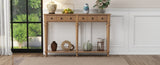 TREXM Retro Console Table with 4 Drawers and Open Shelf, perfect for Entryways, Living Rooms, and N715P202860D
