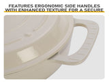 Cast iron 7.5QT cooking pot - Ceramic white - Includes two silicone gloves - Enamel pot 21072986