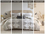 King/Cal King 4 Piece Printed Duvet Cover Set with Throw Pillow B035P148372
