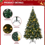 ZUN 7 FT Snow Tipped Artificial Christmas Tree with DIY 150 Warm Lights, Remote Control, 1100 Branch 78856463