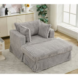 47.7'' Oversized Corduroy Chaise Longue with Ottoman, Deep Seat Reclining Chair Sofa, W1628P206065