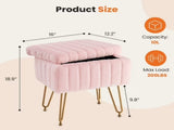 Square Ottoman with Storage, Makeup Cute Soft Small Footstool, Modern Style Faux Fur Seat with 4 11514670